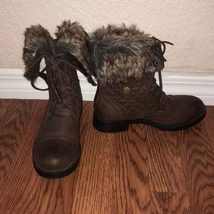 Faux fur booties